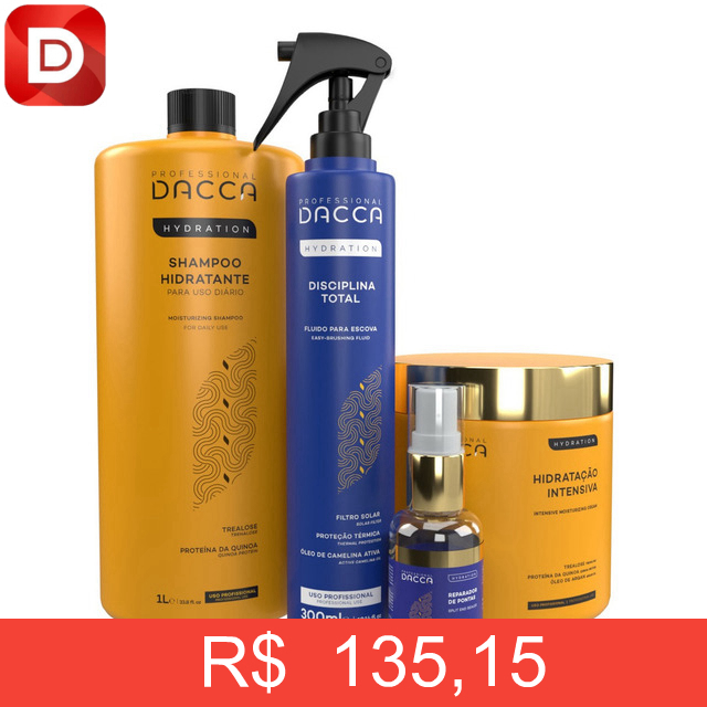 Foto do produto Dacca Shampoo Máscara De Hidratação Protetor Térmico E Solar