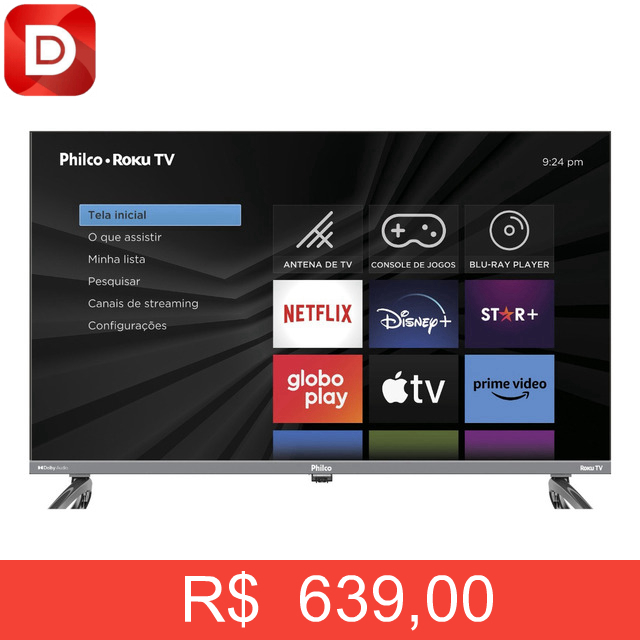 Foto do produto Smart Tv 32 Philco Ptv32k34rkgb Roku Tv Led Dolby Audio