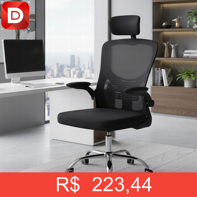 Foto do produto Cadeira Escritório Mesh Com Encosto Cabeça Apoio Lombar Luxo