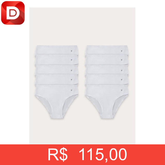 Foto do produto Kit 10 Calcinhas Básicas Caleçon Algodão Com Elastano Hering