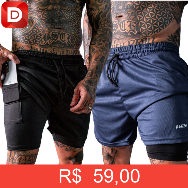 Foto do produto Kit com 2 Shorts 2 Em 1 Dryfit