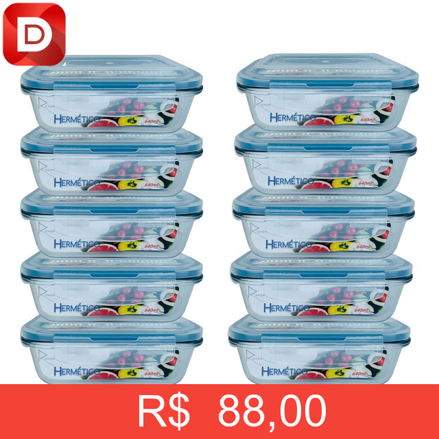 Foto do produto Kit com 10 Potes de Vidro