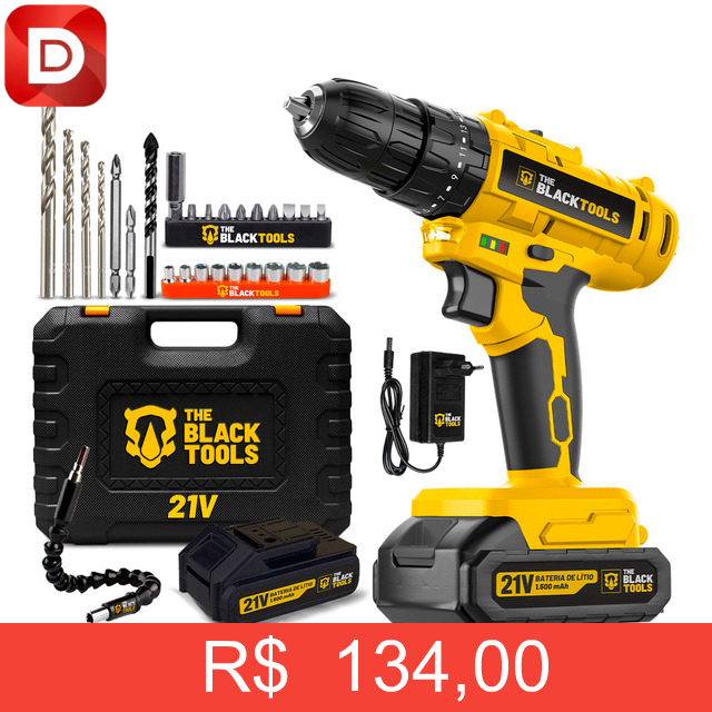 Foto do produto Parafusadeira Furadeira De Impacto A Bateria 21V 3/8” Bivolt 1400 Rpm