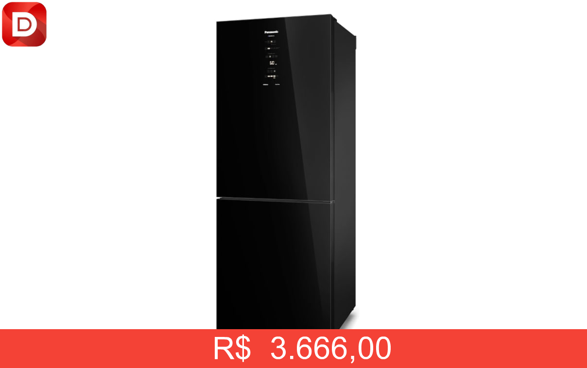 Foto do produto Geladeira Panasonic BB65 Black Glass Inverse Frost Free 450L Inverter A
