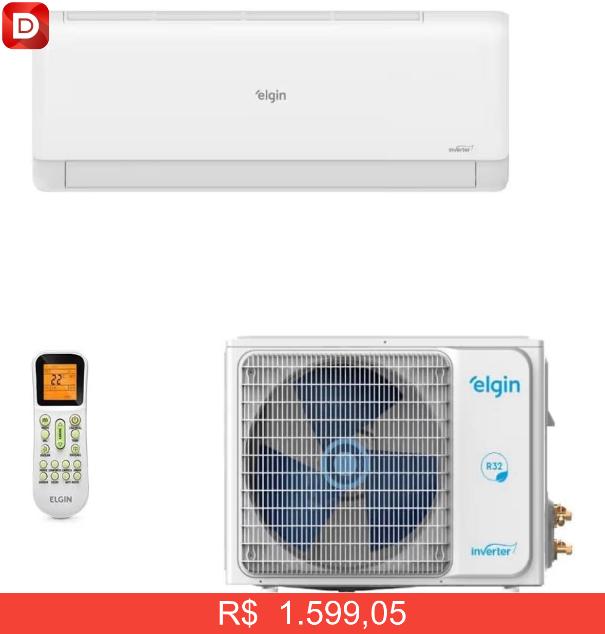Foto do produto Ar-Condicionado Split HW Elgin Eco Inverter II Wi-Fi 12.000 BTUs