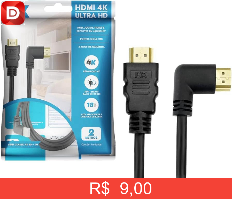 Foto do produto Cabo HDMI 2.0 4K 19 Pinos
