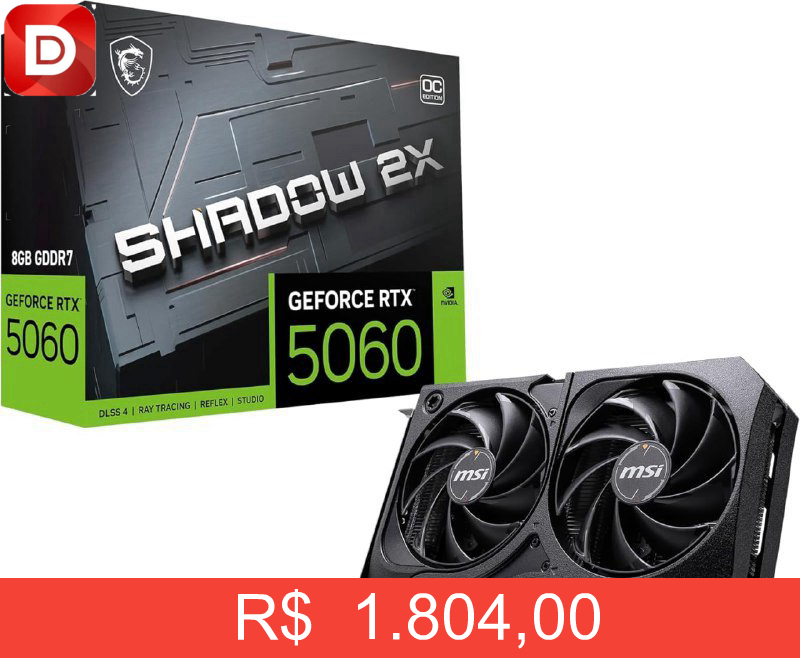 Foto do produto MSI RTX 5060 Shadow 2X OC