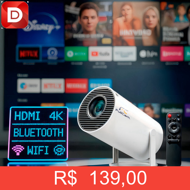 Foto do produto Mini Projetor Portátil Fc Fullcam 4k