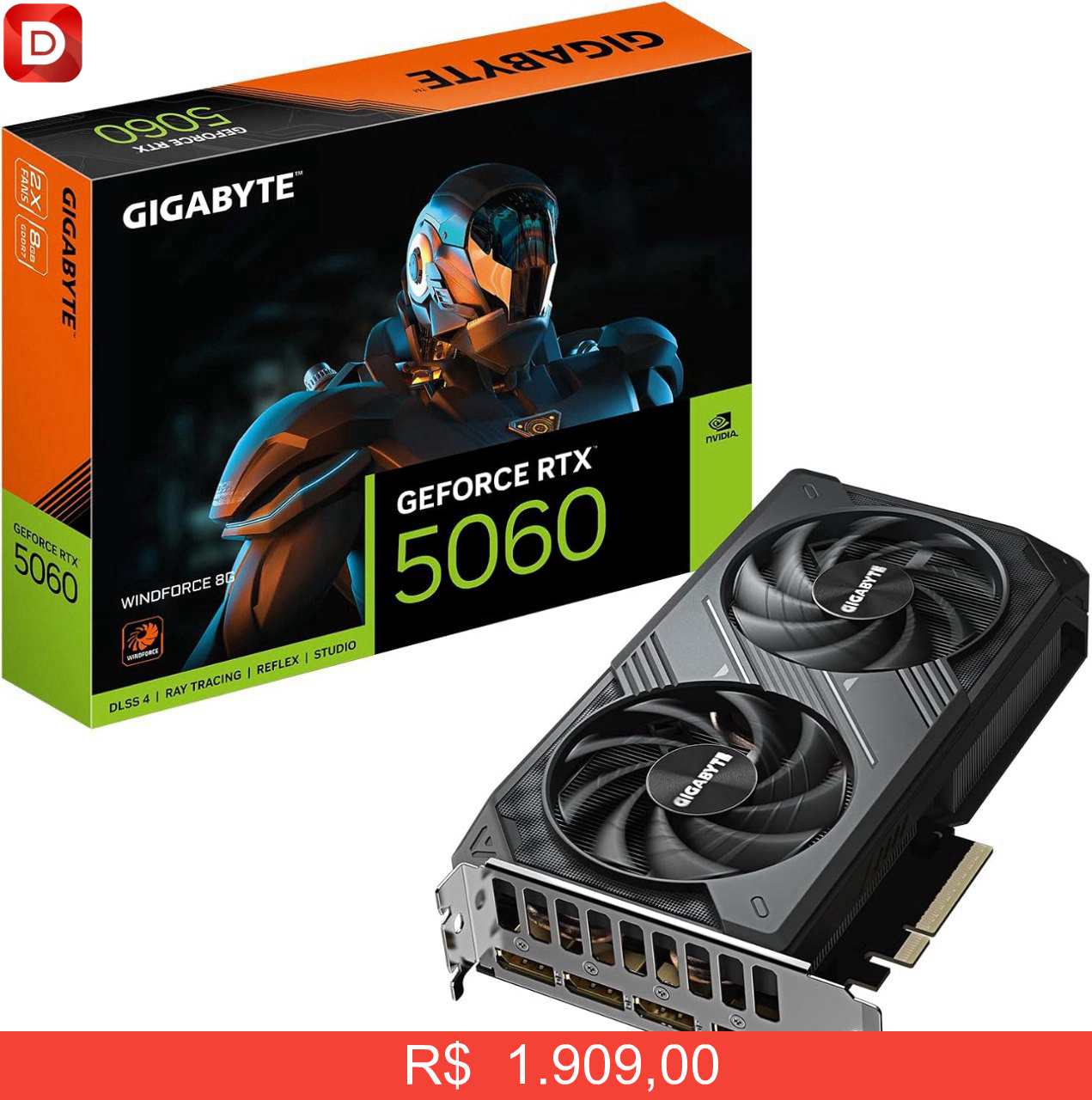 Foto do produto Gigabyte RTX 5060 8GB