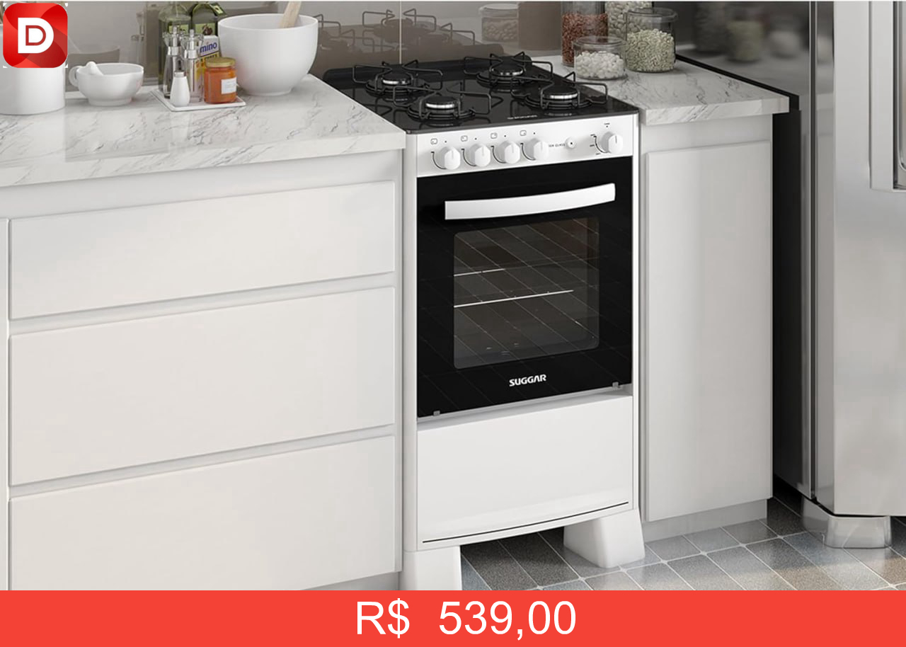 Foto do produto Fogão de Piso Suggar 4 Bocas Cook Glass