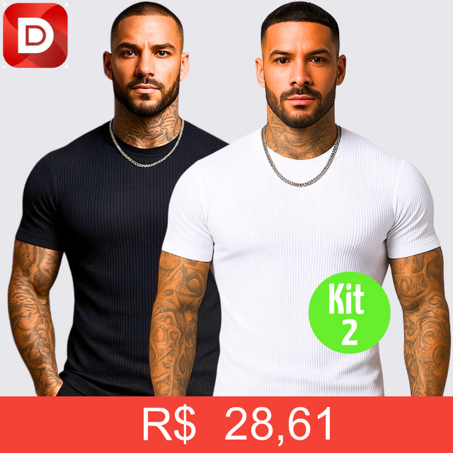 Foto do produto Kit 2 Camisa Americana Textura Canelada