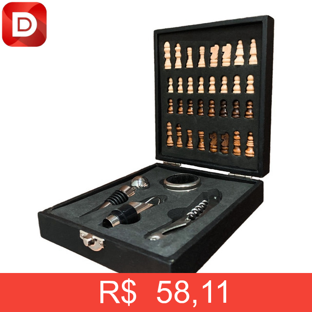 Foto do produto Kit Acessórios Vinho Abridor Jogo Xadrez