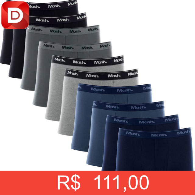 Foto do produto Kit 10 Cuecas Boxer Algodão Mash
