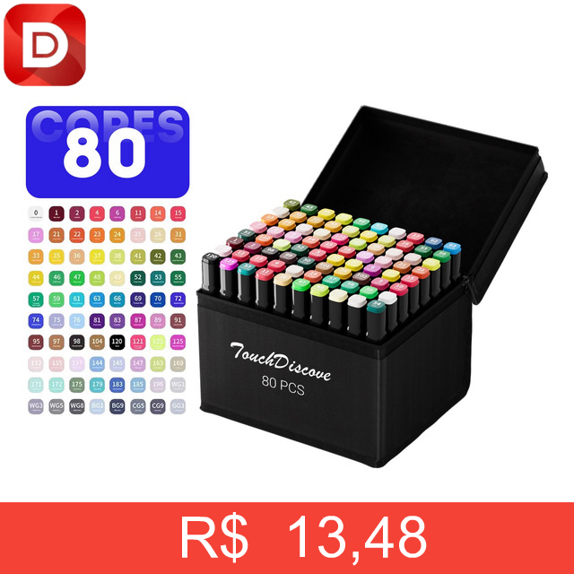 Foto do produto Conjunto Canetas Marcador Canetinha Ponta Dupla