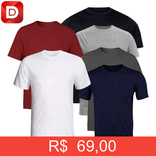 Foto do produto Kit Com 6 Camisetas Slim