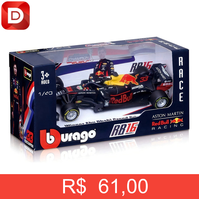 Foto do produto Miniatura 1:43 F1 Red Bull Rb16 Max Verstappen 2020 Burago