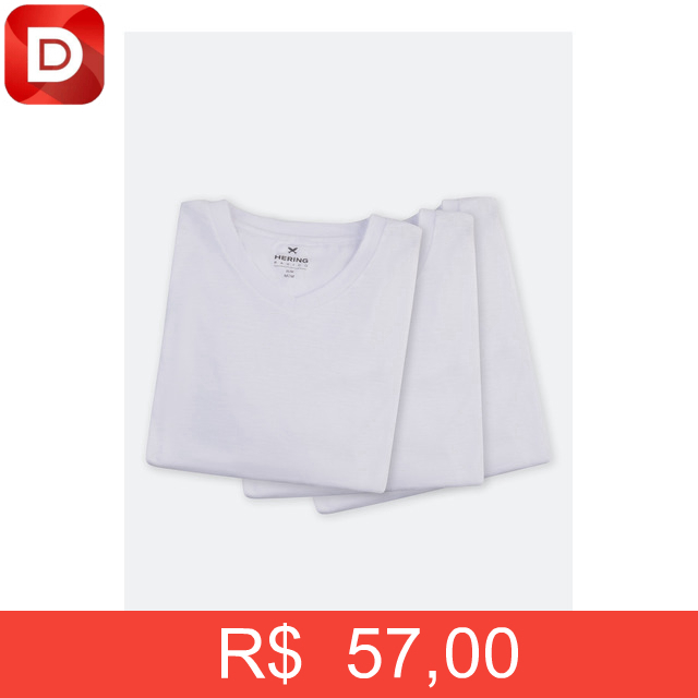 Foto do produto Kit Com 3 Camisetas Masculinas Básicas Slim Gola V
