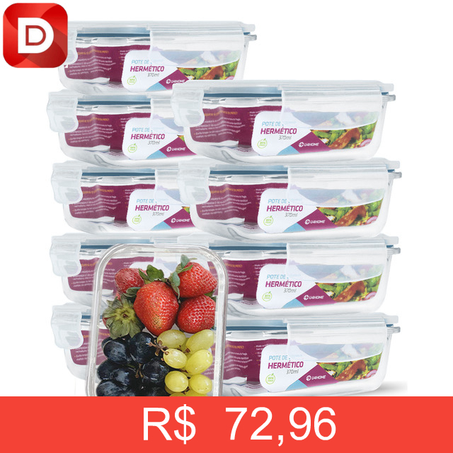 Foto do produto Kit 10 Potes Vidro Hermético