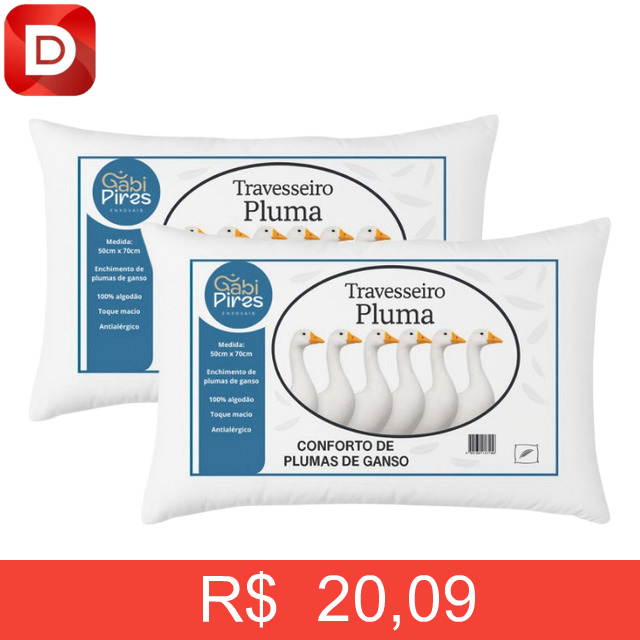 Foto do produto Kit 2 Travesseiros Pena De Ganso