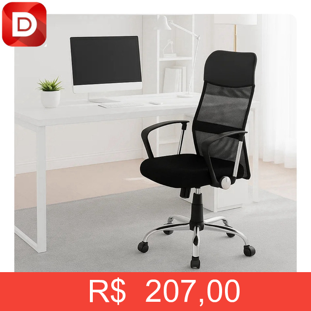 Foto do produto Cadeira Escritório Executivo Mesh Couro Estofado