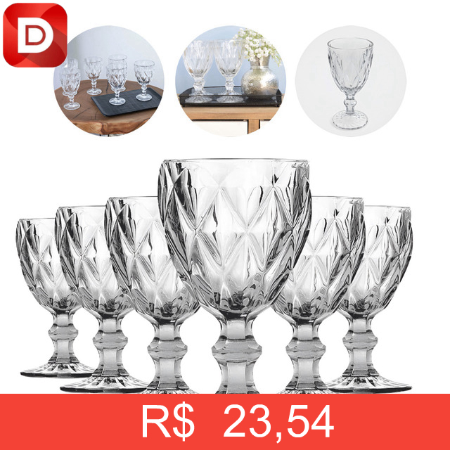 Foto do produto Jogo 6 Taças Diamante Vidro