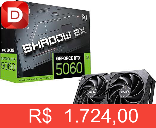Foto do produto MSI RTX 5060 Shadow 2X OC