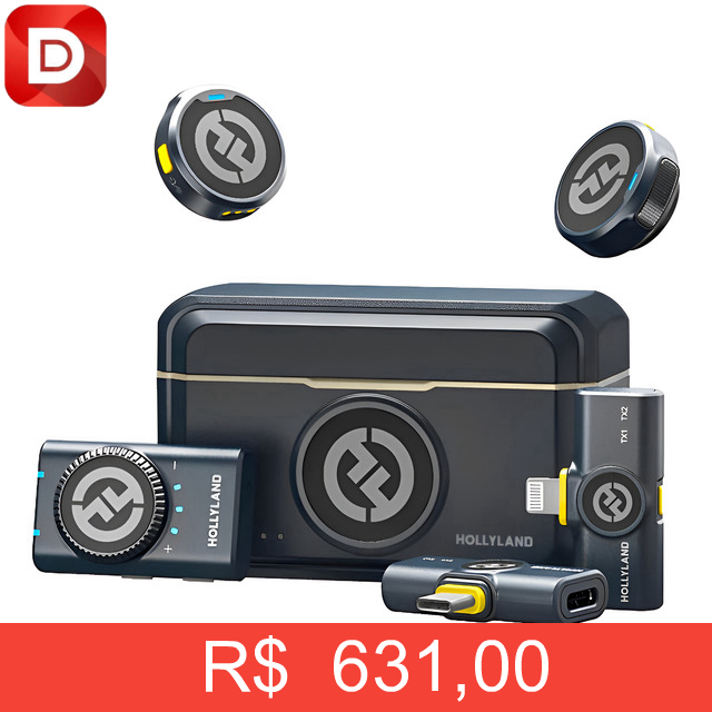 Foto do produto Microfone de Lapela Sem Fio Hollyland Lark M2 Duo Combo