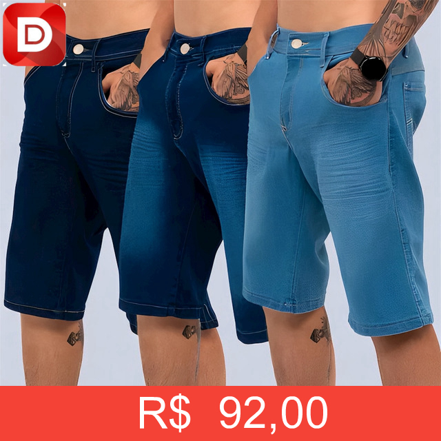 Foto do produto KIT 3 Bermudas Jeans Masculina