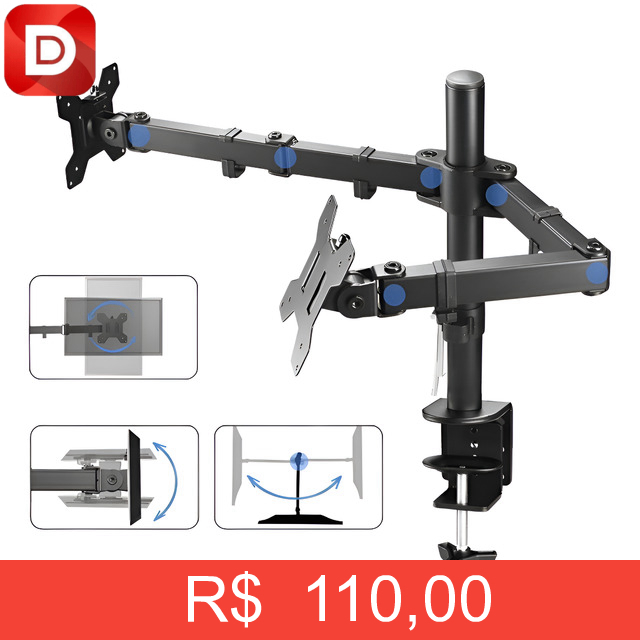 Foto do produto Suporte para 2 Monitor ou Tv - aço Mesa Articulad Vesa Ajuste