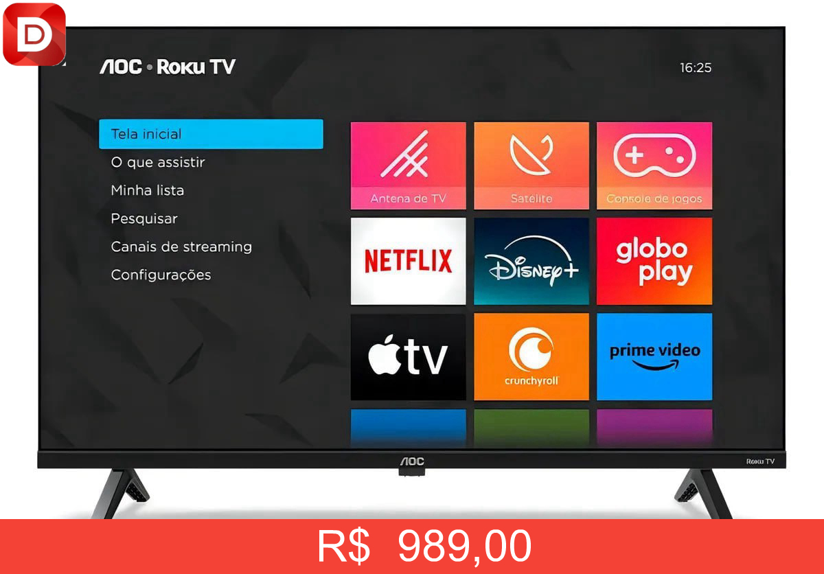Foto do produto Smart TV AOC 40S5045/78G Roku TV DLED Full HD