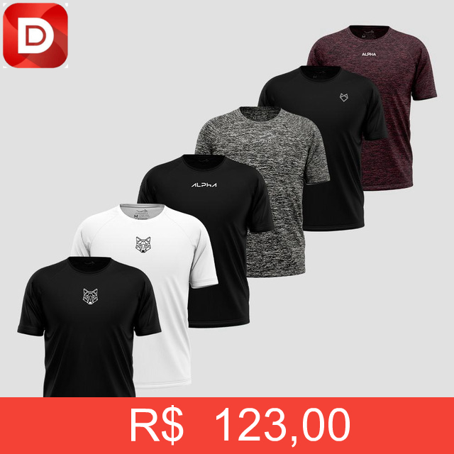 Foto do produto Kit 6 Camisetas Alpha