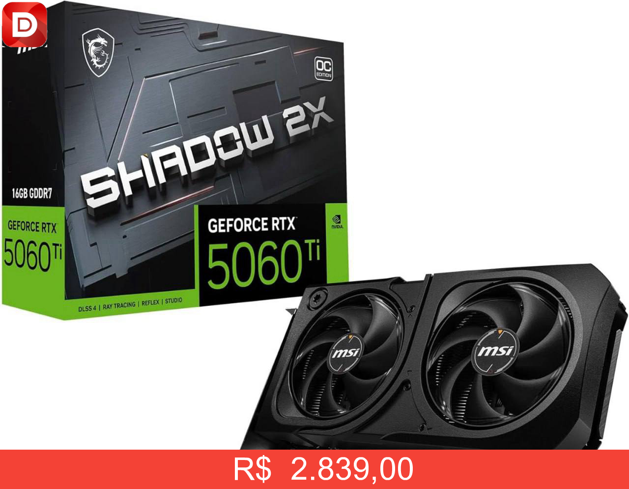 Foto do produto Placa de Vídeo RTX 5060 Ti 16GB MSI