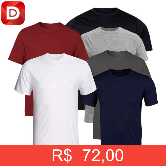 Foto do produto Kit Com 6 Camisetas Slim