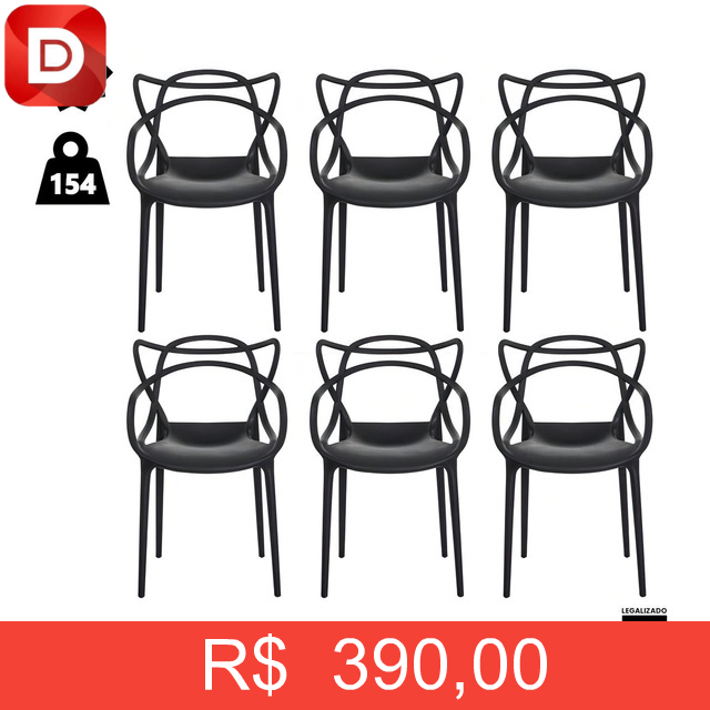 Foto do produto Kit 6 Cadeiras de Jantar Allegra Master Empilhável