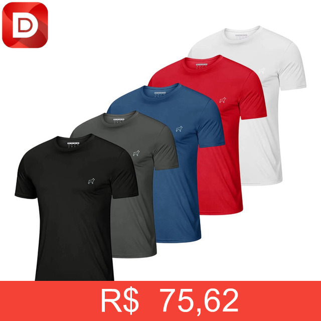 Foto do produto Kit 5 Camisetas Parvori Dry Fit