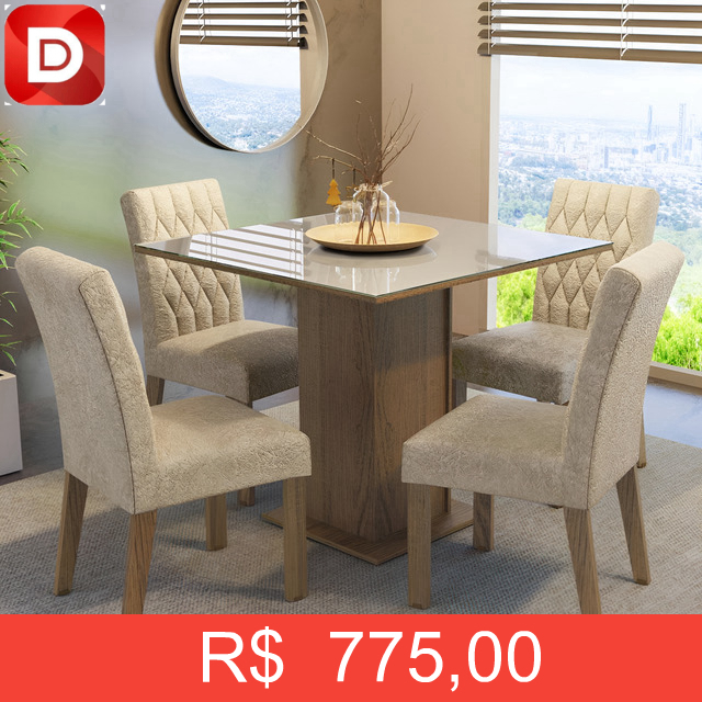 Foto do produto Sala De Jantar Estofada Madesa Anaju
