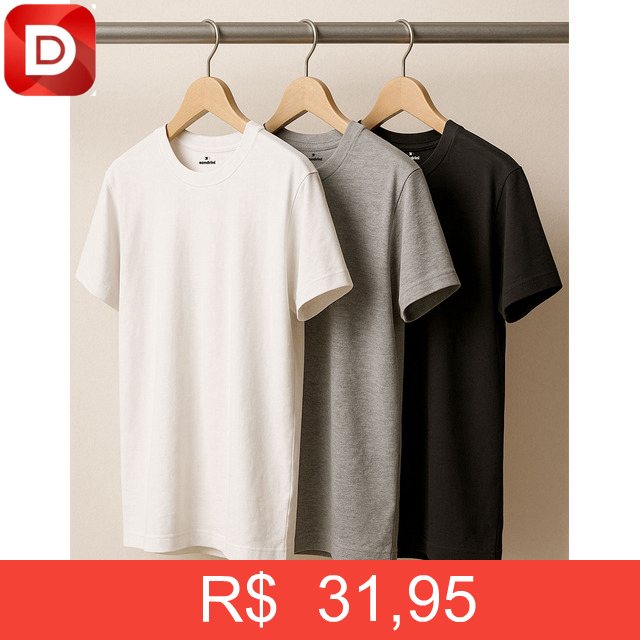 Foto do produto Kit 3 Camisetas Algodão Dia Dia Sandrini
