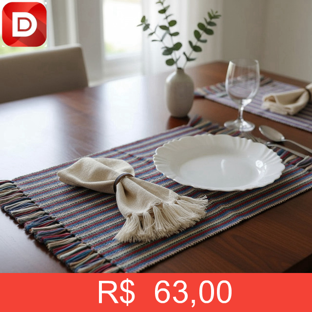 Foto do produto Kit Jogo Americano Luxo Franja 12pçs