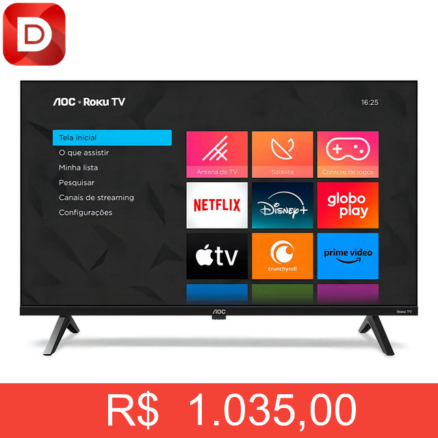 Foto do produto Smart TV AOC 40S5045/78G Roku TV DLED Full HD