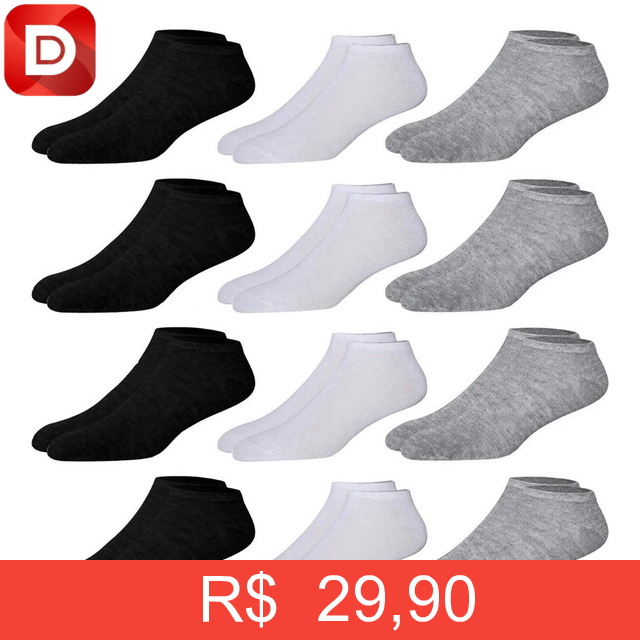 Foto do produto Kit 12 Pares Meia Soquete Cano Curto Preto
