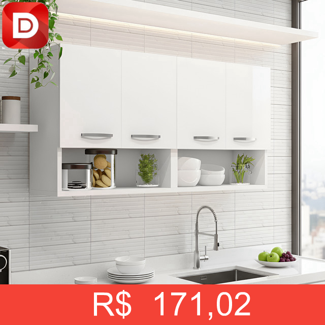 Foto do produto Armário Aéreo 4 Portas Suspenso Organizador Multiuso Bonatto