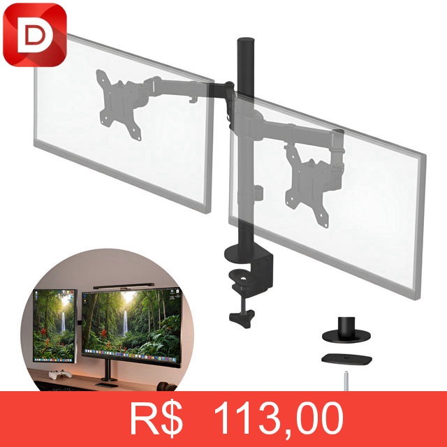 Foto do produto Suporte 2 Monitores Tv Duplo Articulado