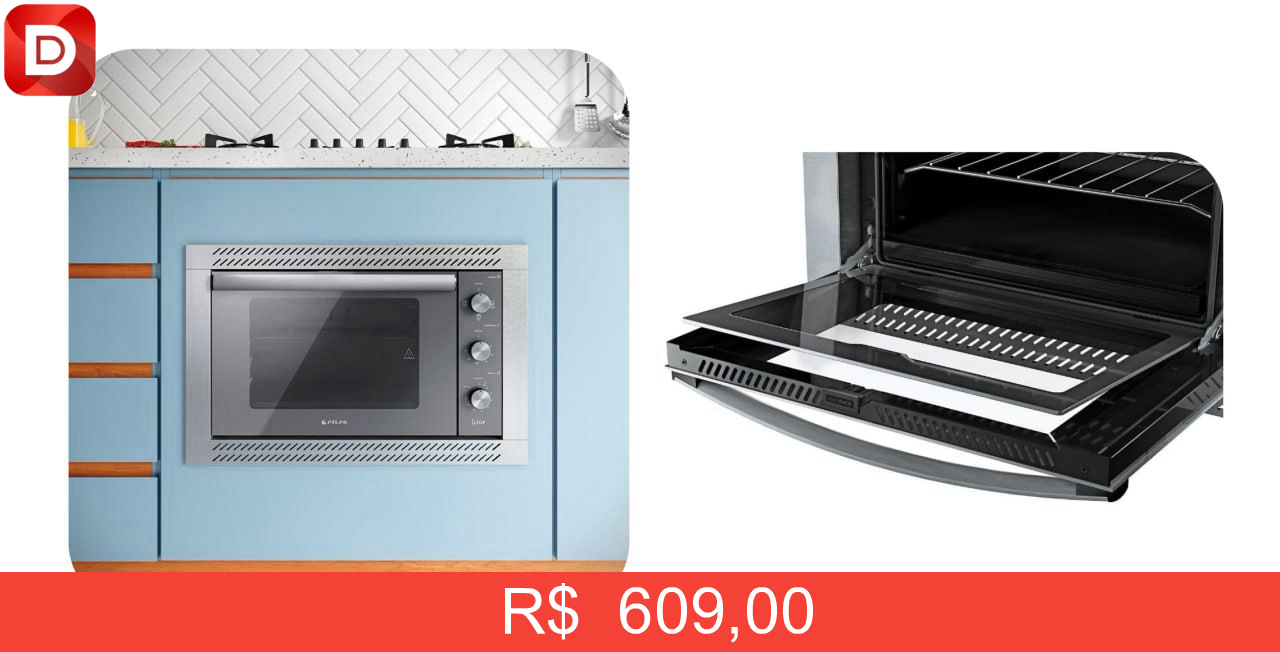 Foto do produto Forno de Embutir Elétrico Espelhado 44l com Grill e Timer Atlas U Top Style
