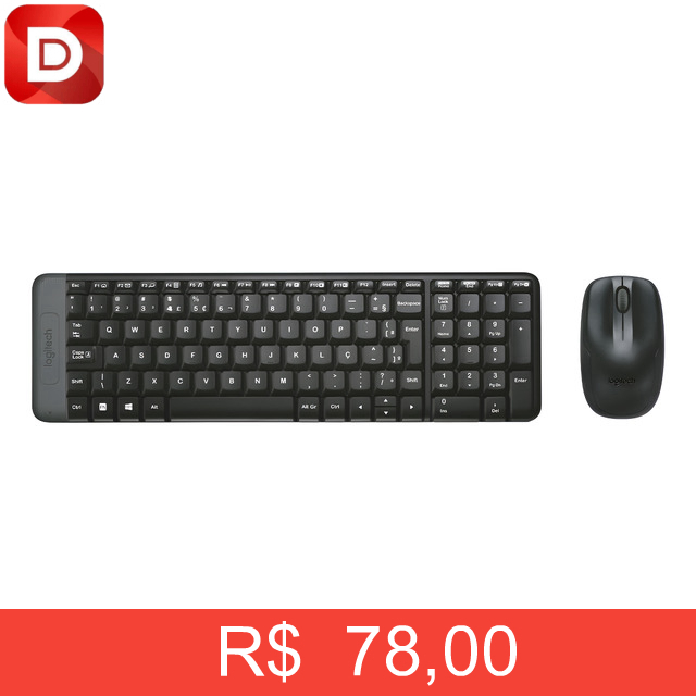 Foto do produto Teclado e Mouse sem fio Logitech MK220