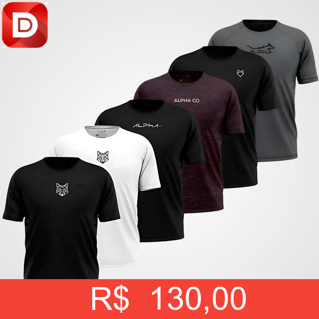 Foto do produto Kit 6 Camisetas Alpha