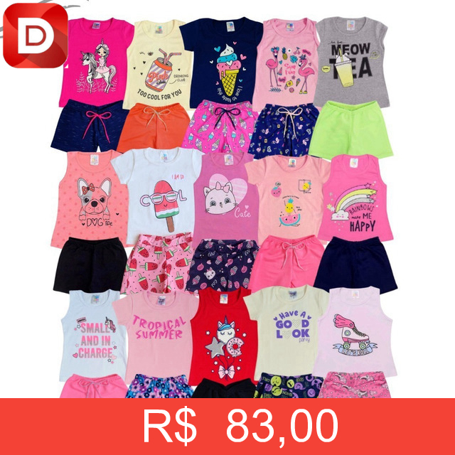 Foto do produto Kit 12 Peças Roupa Infantil Menina Verão