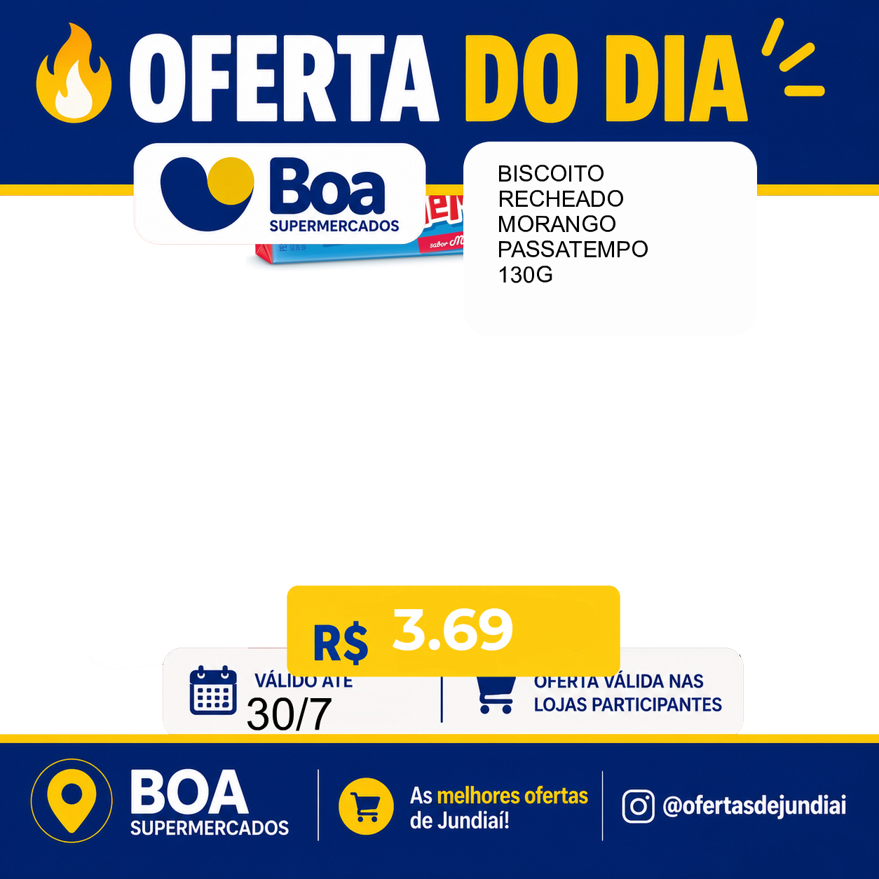 Foto do produto BISCOITO RECHEADO MORANGO PASSATEMPO 130G