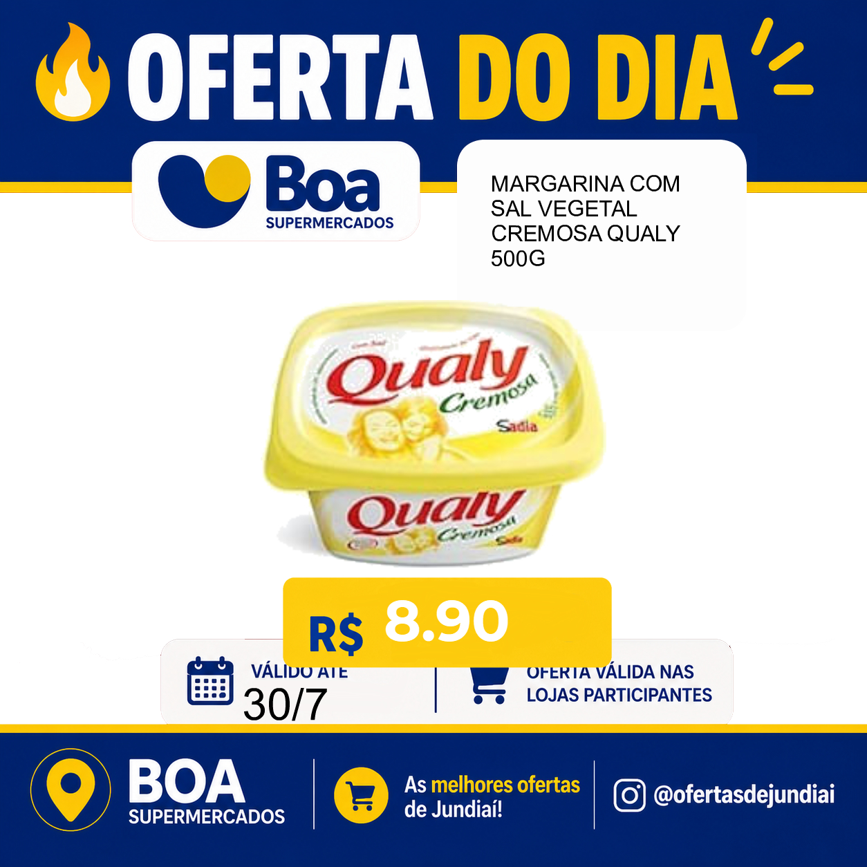 Foto do produto MARGARINA COM SAL VEGETAL CREMOSA QUALY 500G
