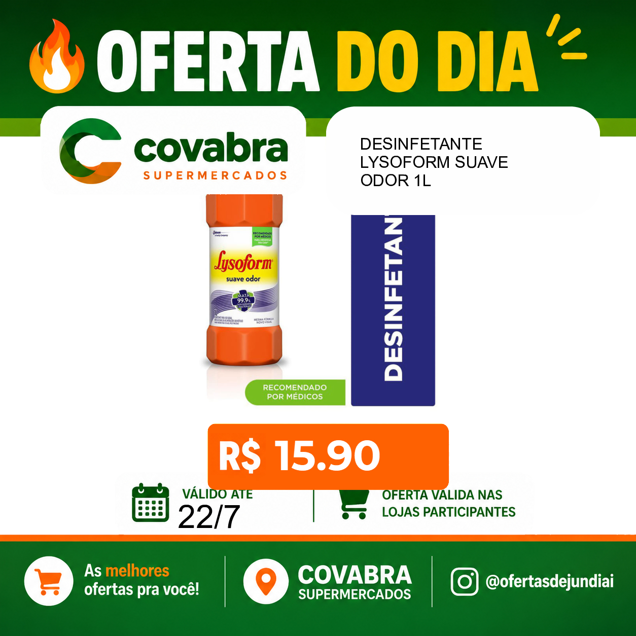 Foto do produto DESINFETANTE LYSOFORM SUAVE ODOR 1L