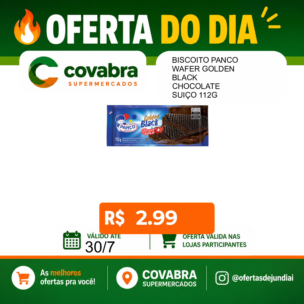 Foto do produto BISCOITO PANCO WAFER GOLDEN BLACK CHOCOLATE SUIÇO 112G